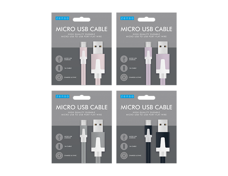 Micro to USB Flat Cable 1M